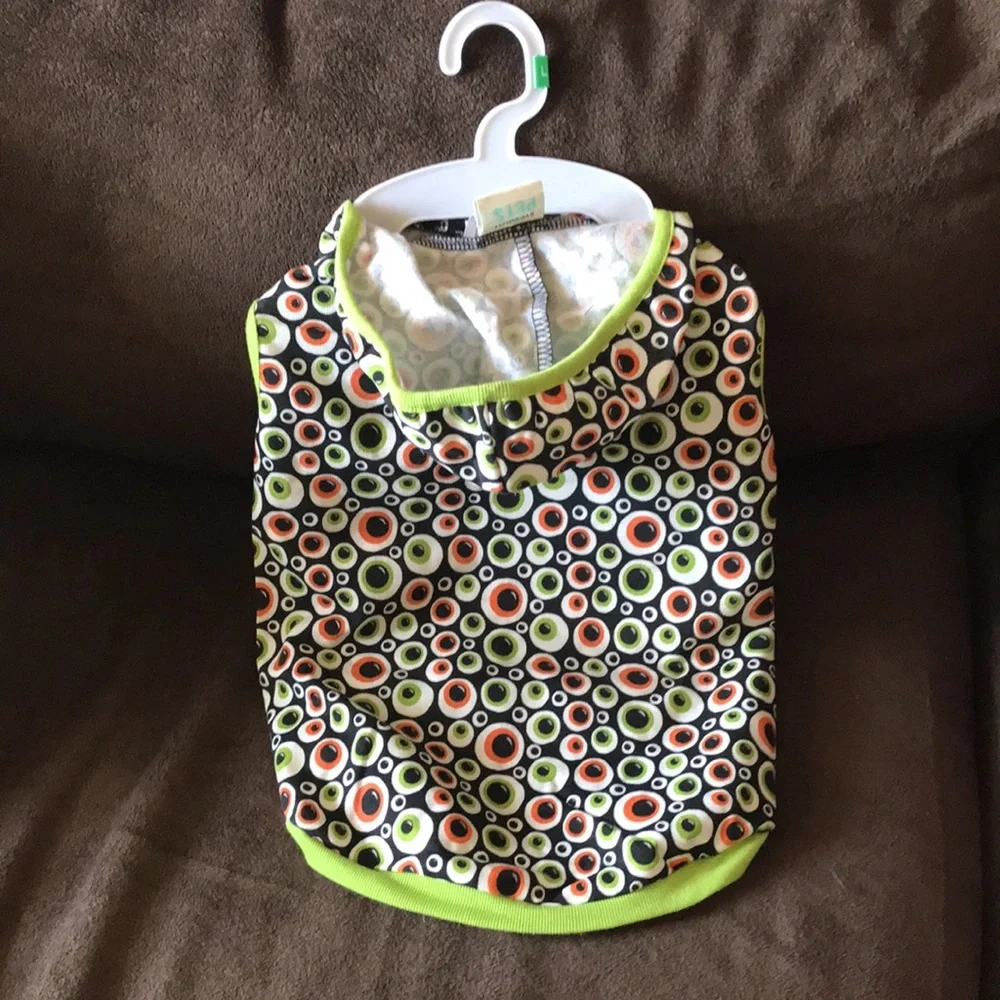 Martha Stewart Pets Large Dog Lime Outfit Halloween Costume Eyeball Hoodie